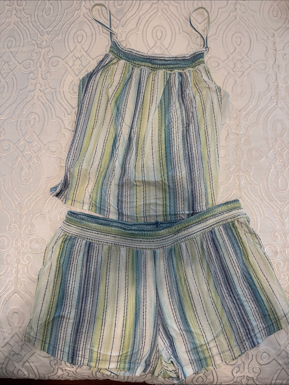 Soma Blue, Green & White Striped Sleepwear Set